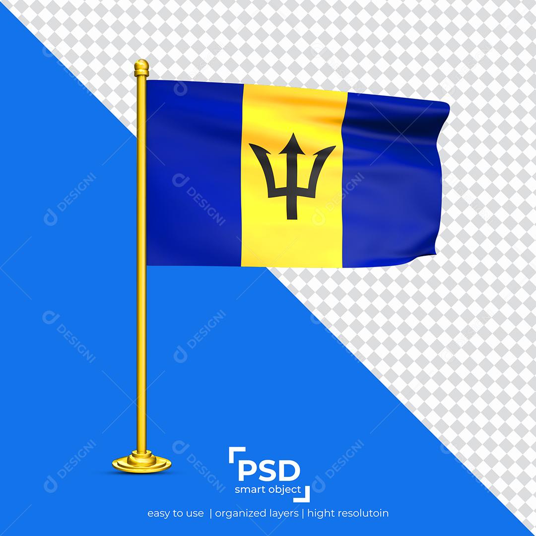 Bandeira de Barbados Elemento 3D Para Composição PSD