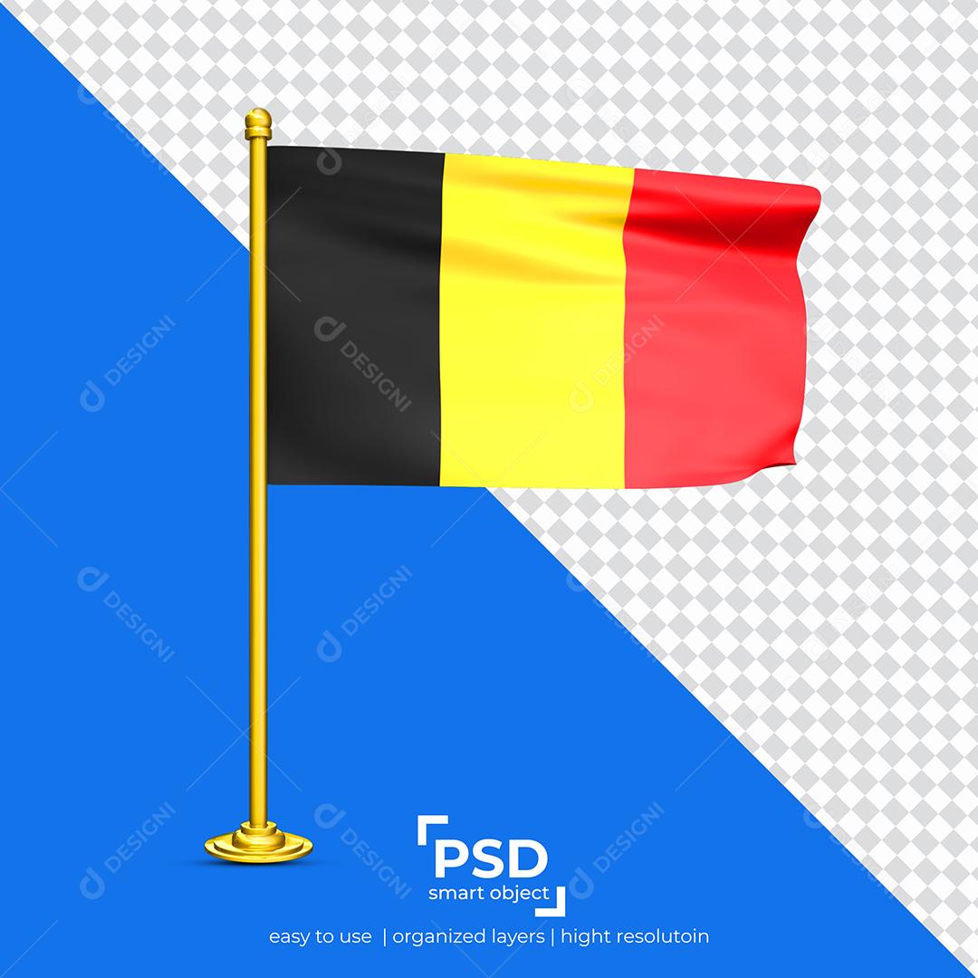 Bandeira da Bélgica Elemento 3D Para Composição PSD