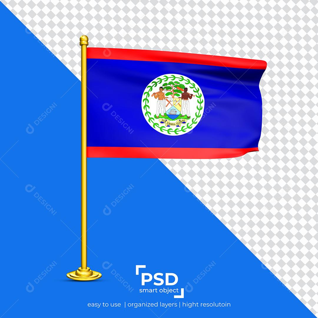 Bandeira de Belize Elemento 3D Para Composição PSD