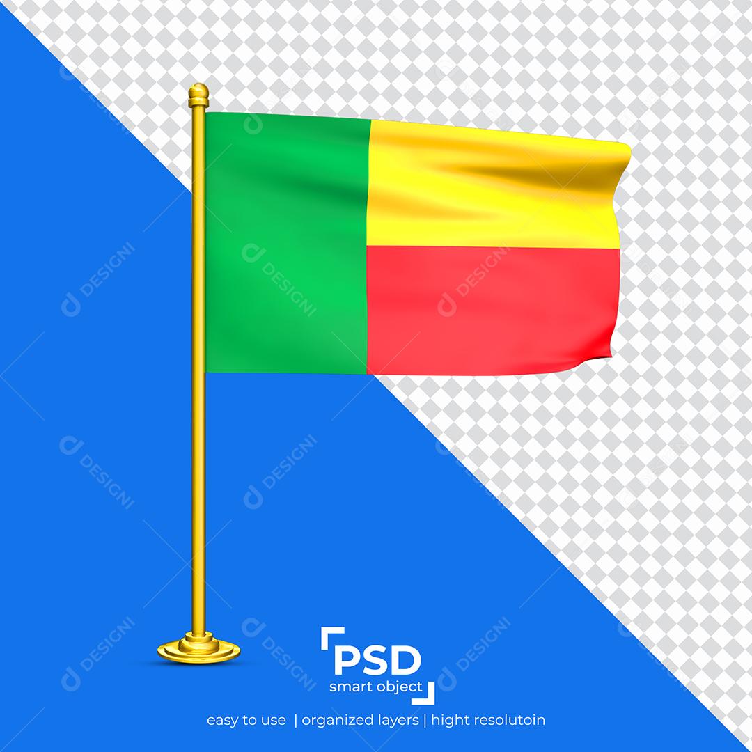 Bandeira de Benin Elemento 3D Para Composição PSD
