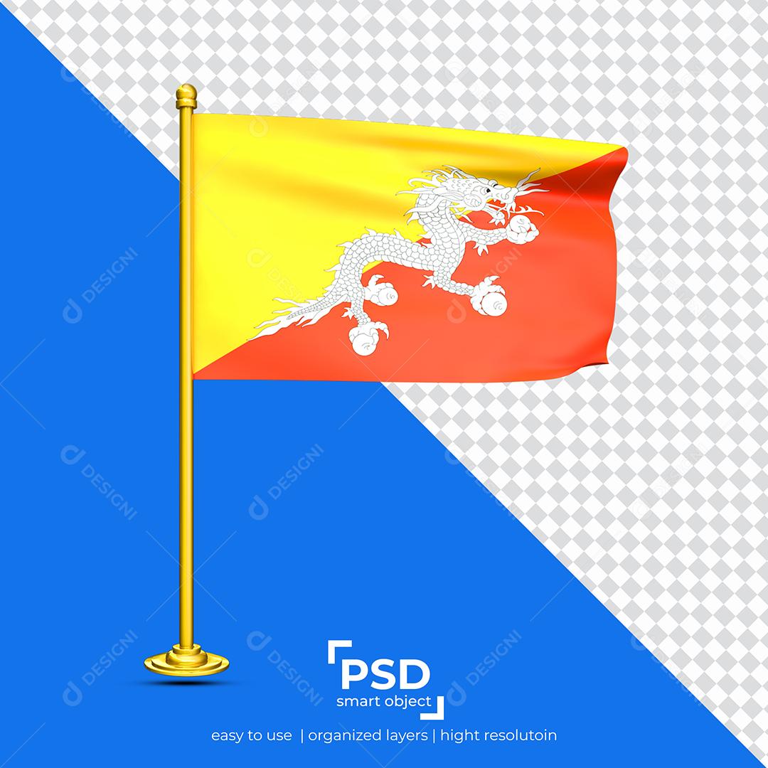 Bandeira do Butão Elemento 3D Para Composição PSD