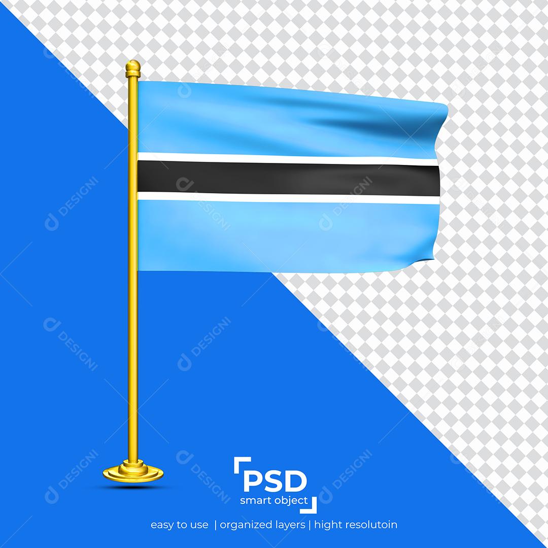 Bandeira da Botsuana Elemento 3D Para Composição PSD