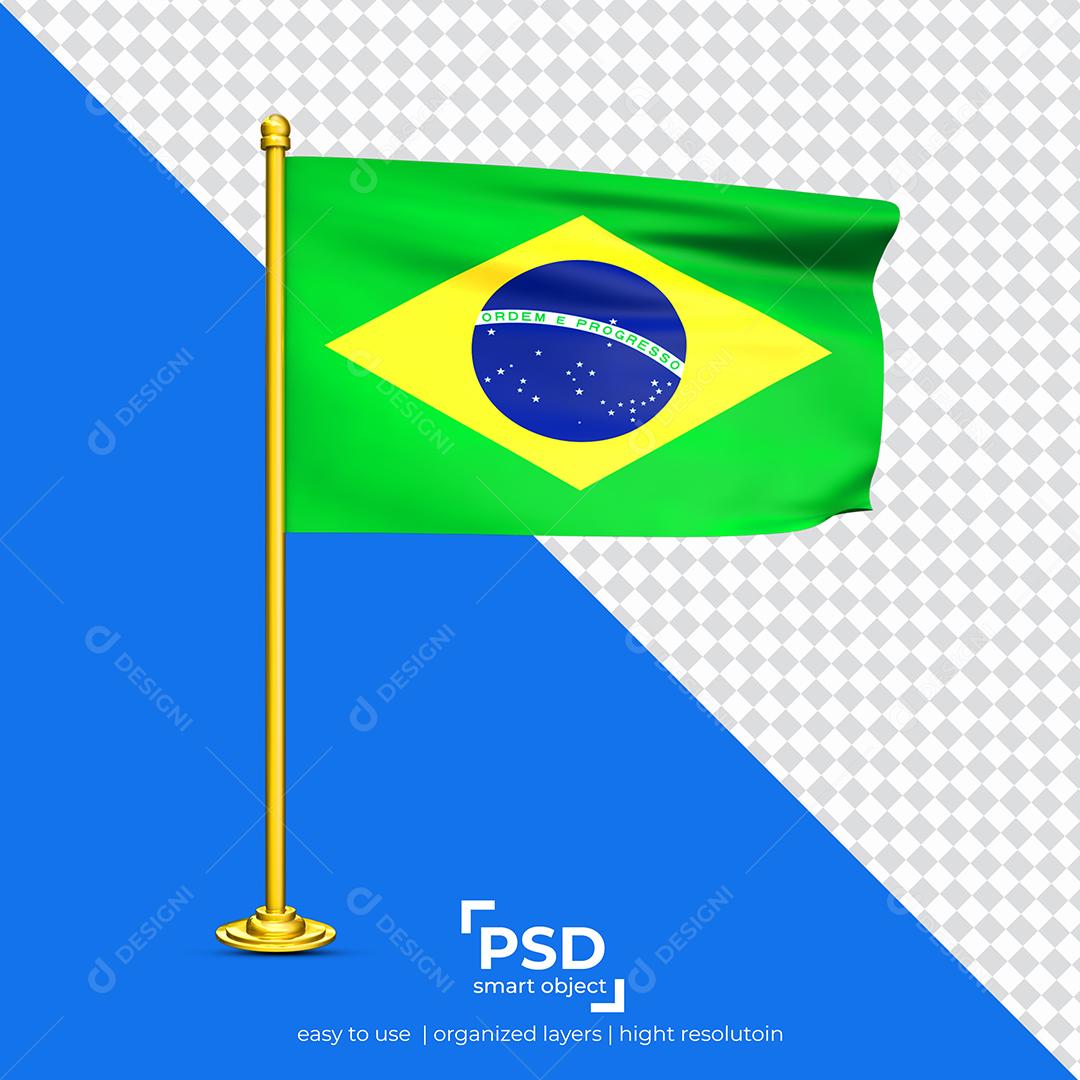 Bandeira do Brasil Elemento 3D Para Composição PSD