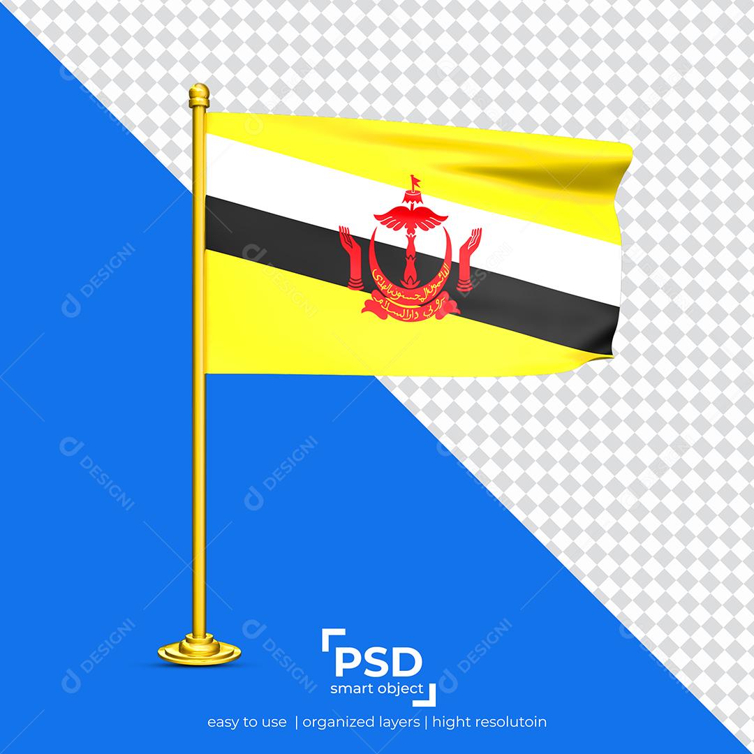 Bandeira do Brunei Elemento 3D Para Composição PSD