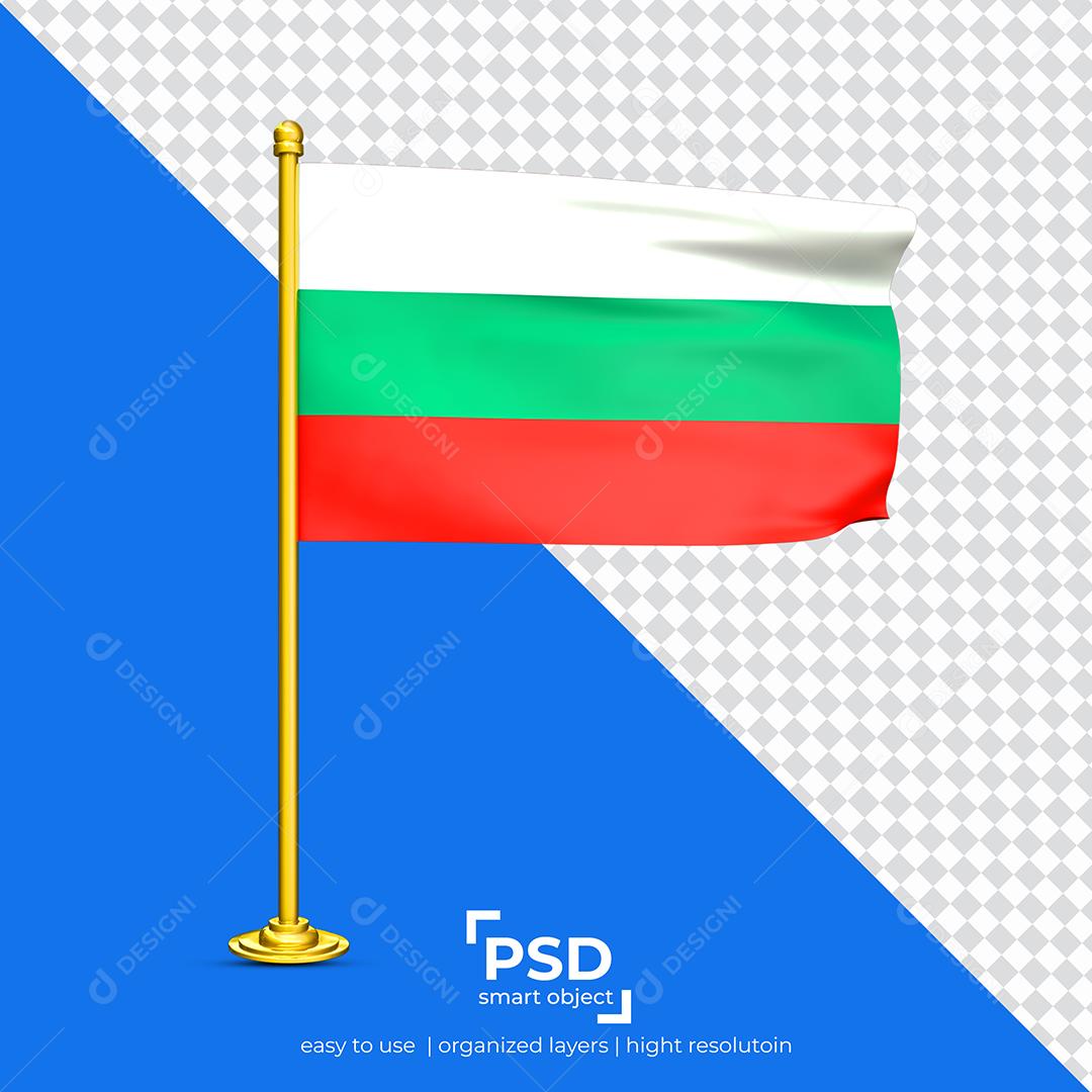 Bandeira da Bulgária Elemento 3D Para Composição PSD