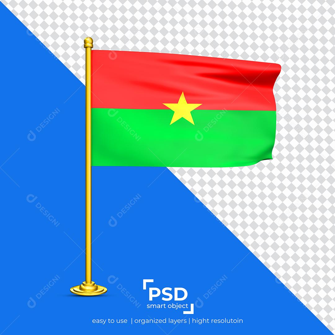 Bandeira do Burkina Faso Elemento 3D Para Composição PSD