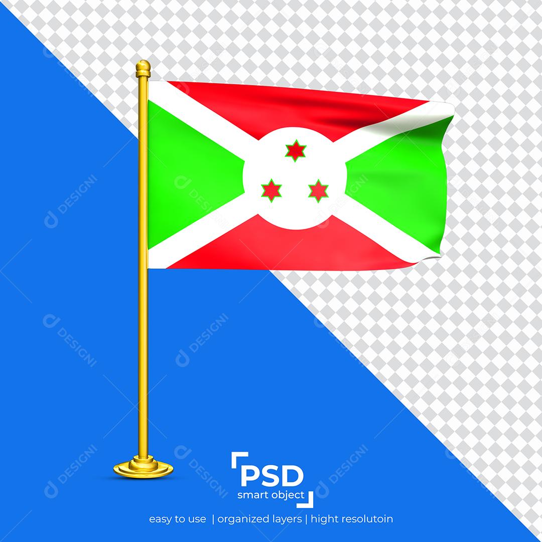 Bandeira do Burundi Elemento 3D Para Composição PSD