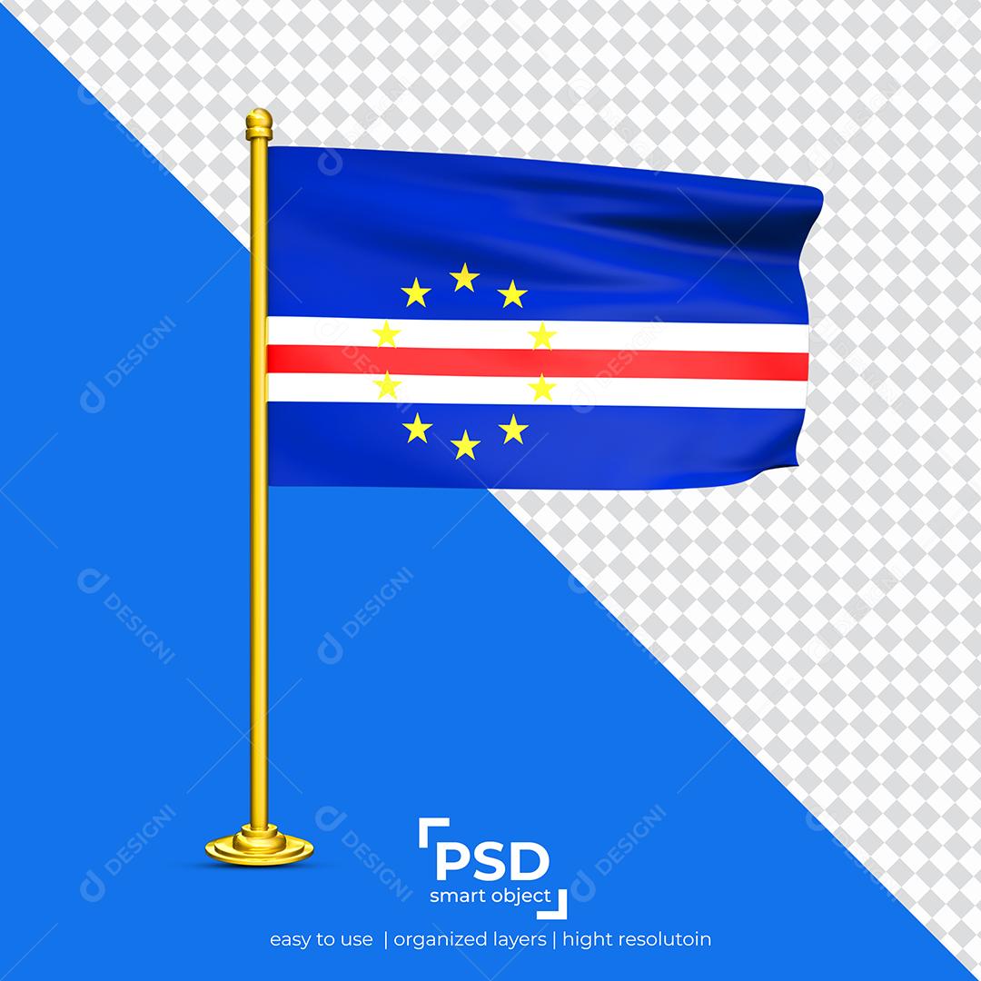 Bandeira do Cabo Verde Elemento 3D Para Composição PSD