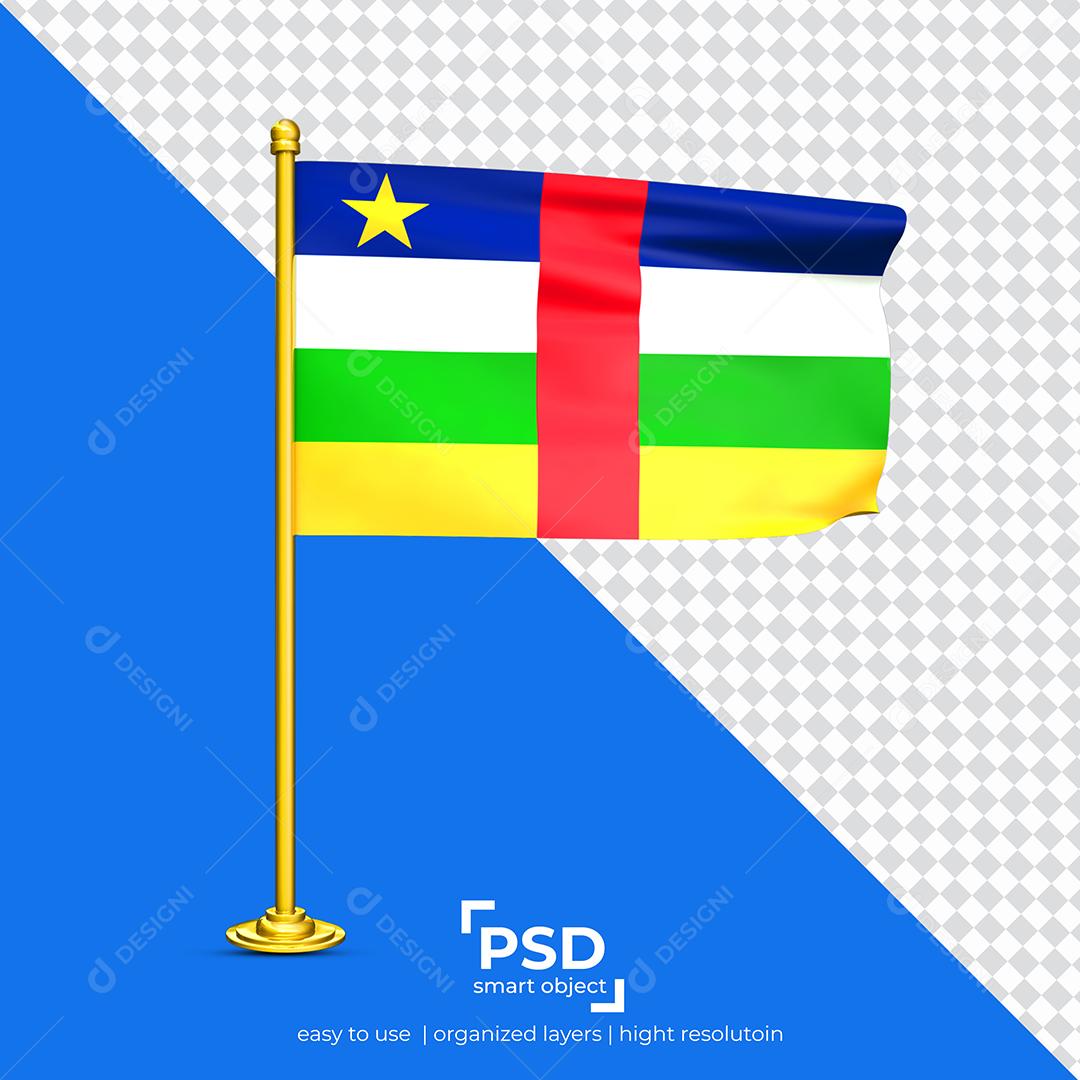 Bandeira da República Centro Africana Elemento 3D Para Composição PSD