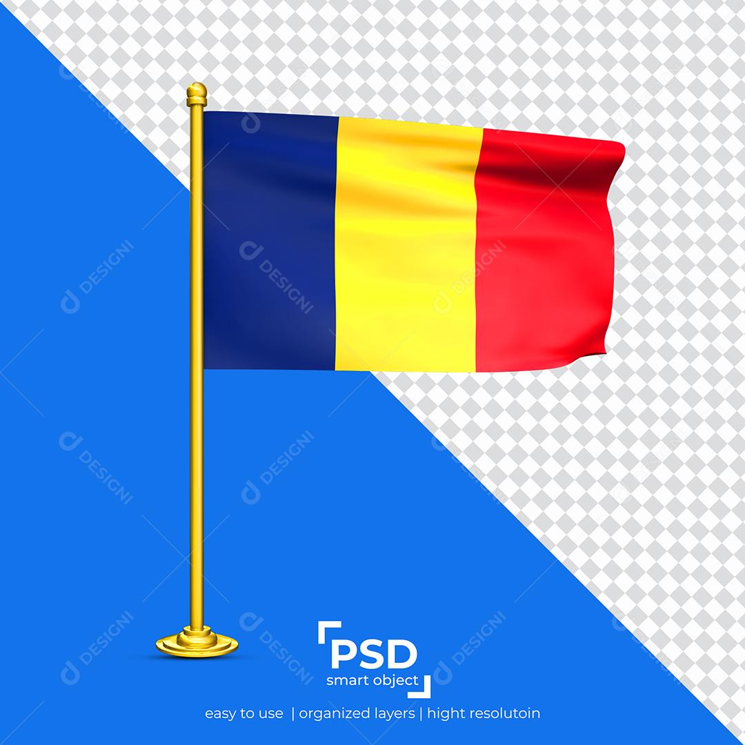 Bandeira do Chade Elemento 3D Para Composição PSD