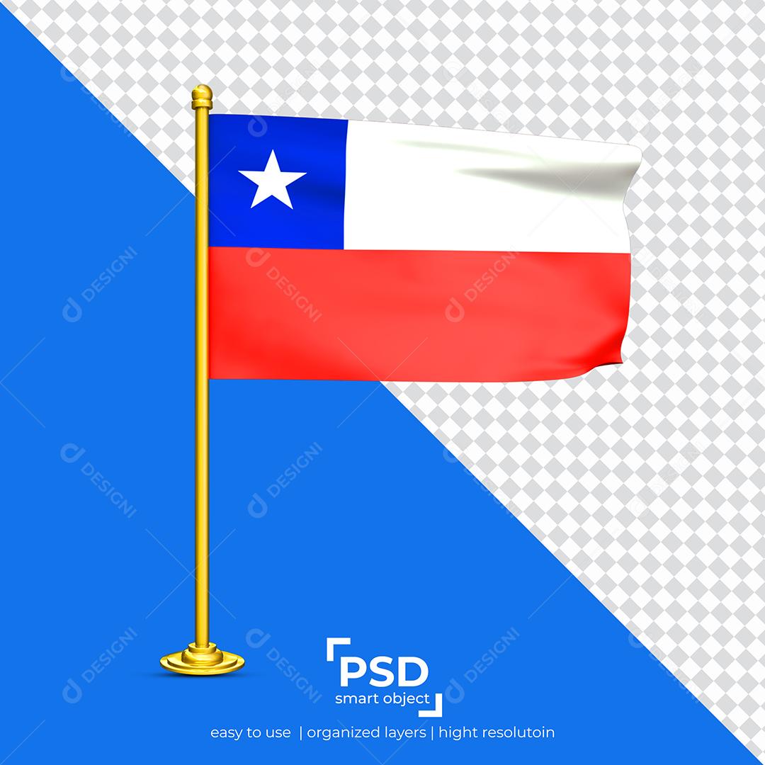 Bandeira do Chile Elemento 3D Para Composição PSD