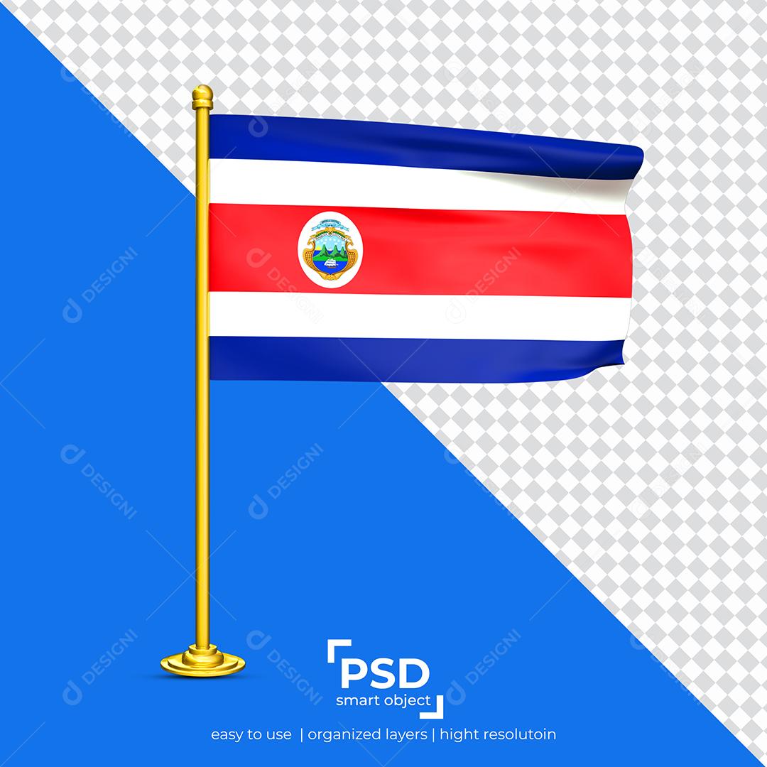 Bandeira da Costa Rica Elemento 3D Para Composição PSD