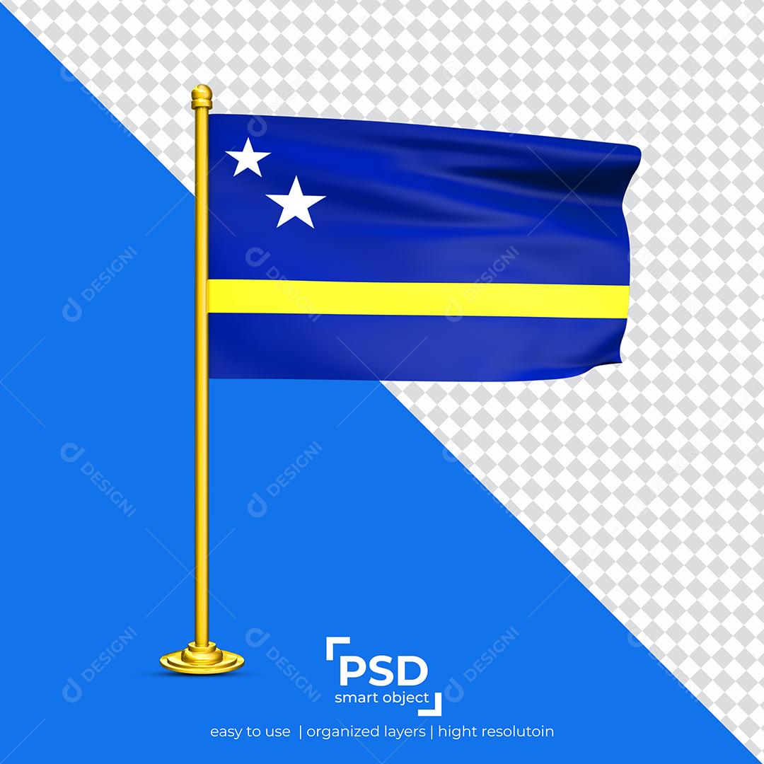 Bandeira do Curaçao Elemento 3D Para Composição PSD