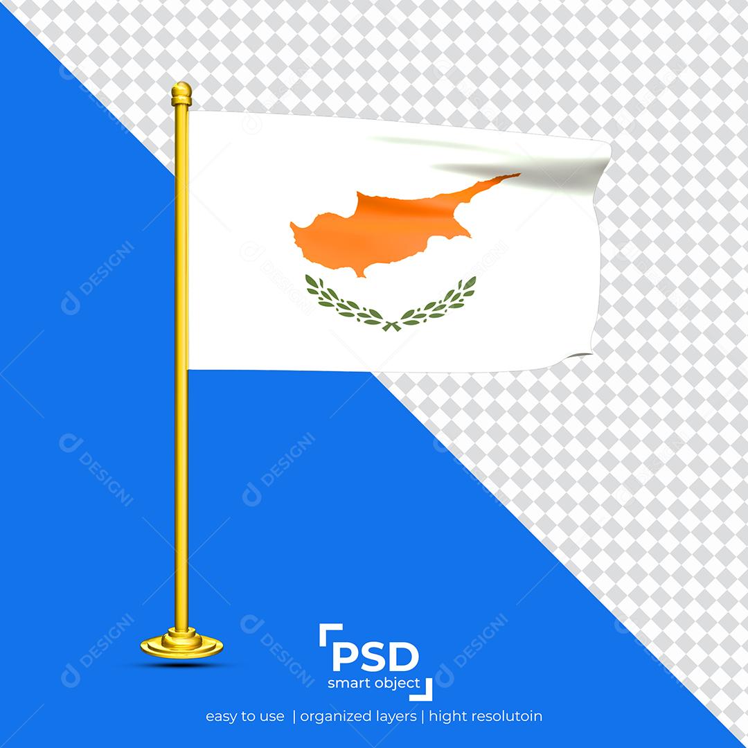 Bandeira do Chipre Elemento 3D Para Composição PSD