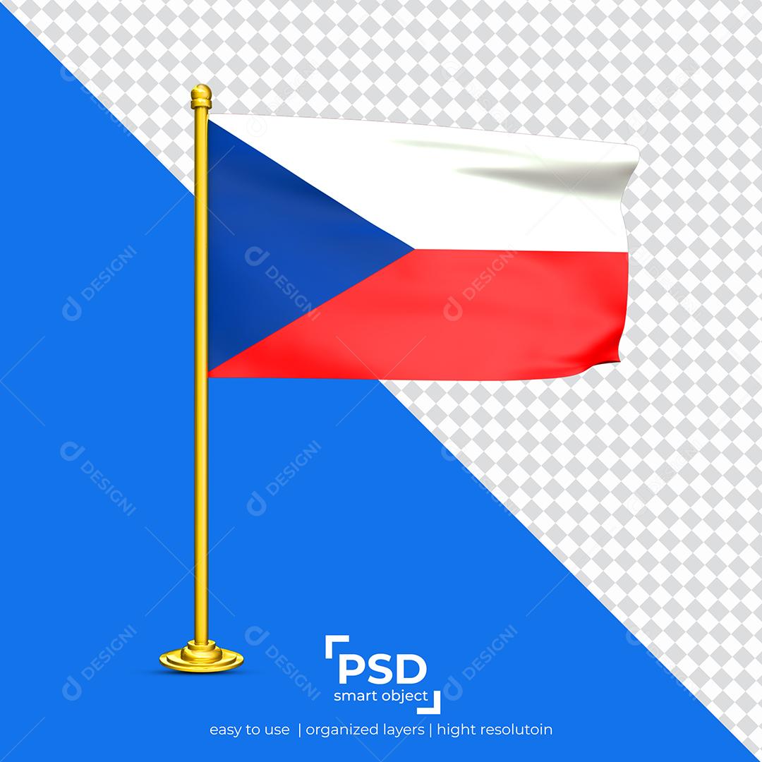 Bandeira da TchéquiaElemento 3D Para Composição PSD