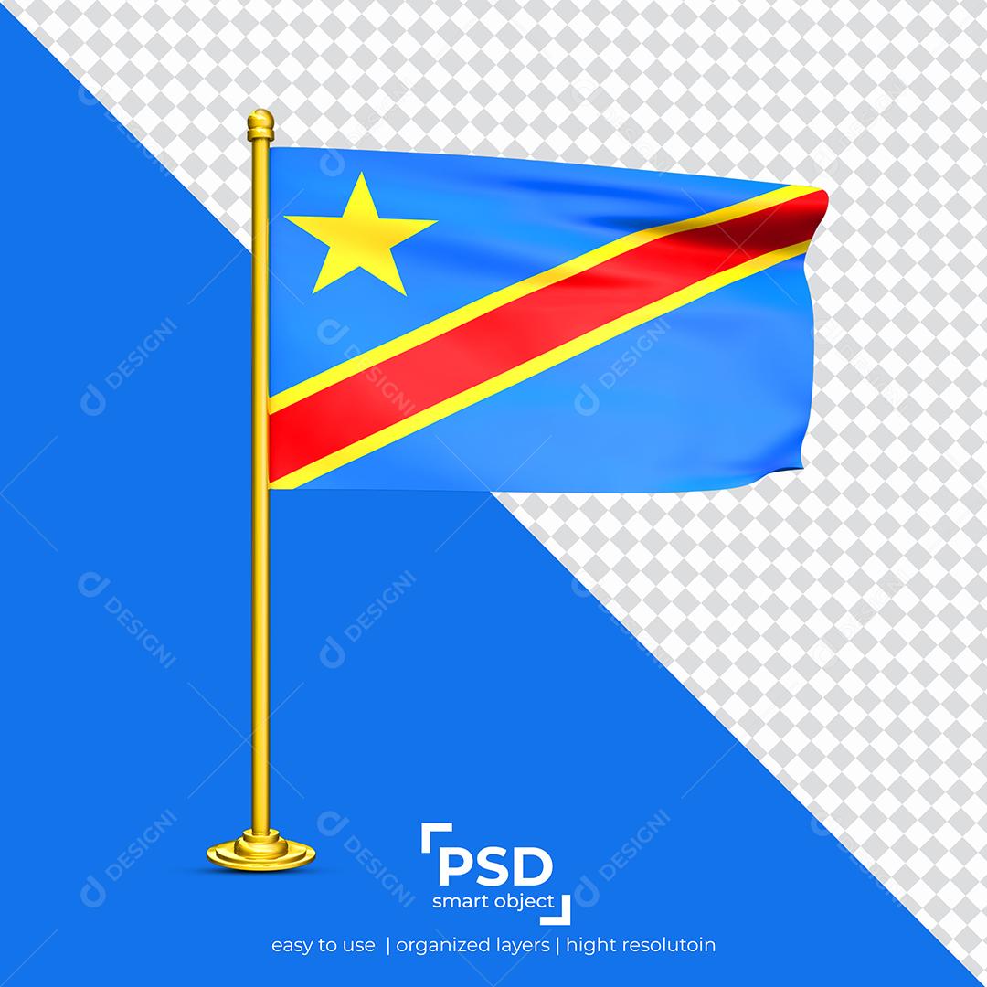 Bandeira da República Democrática do Congo Elemento 3D Para Composição PSD