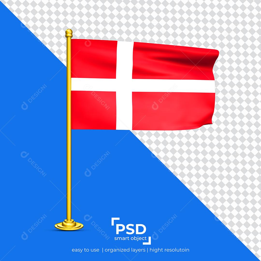 Bandeira da Dinamarca Elemento 3D Para Composição PSD