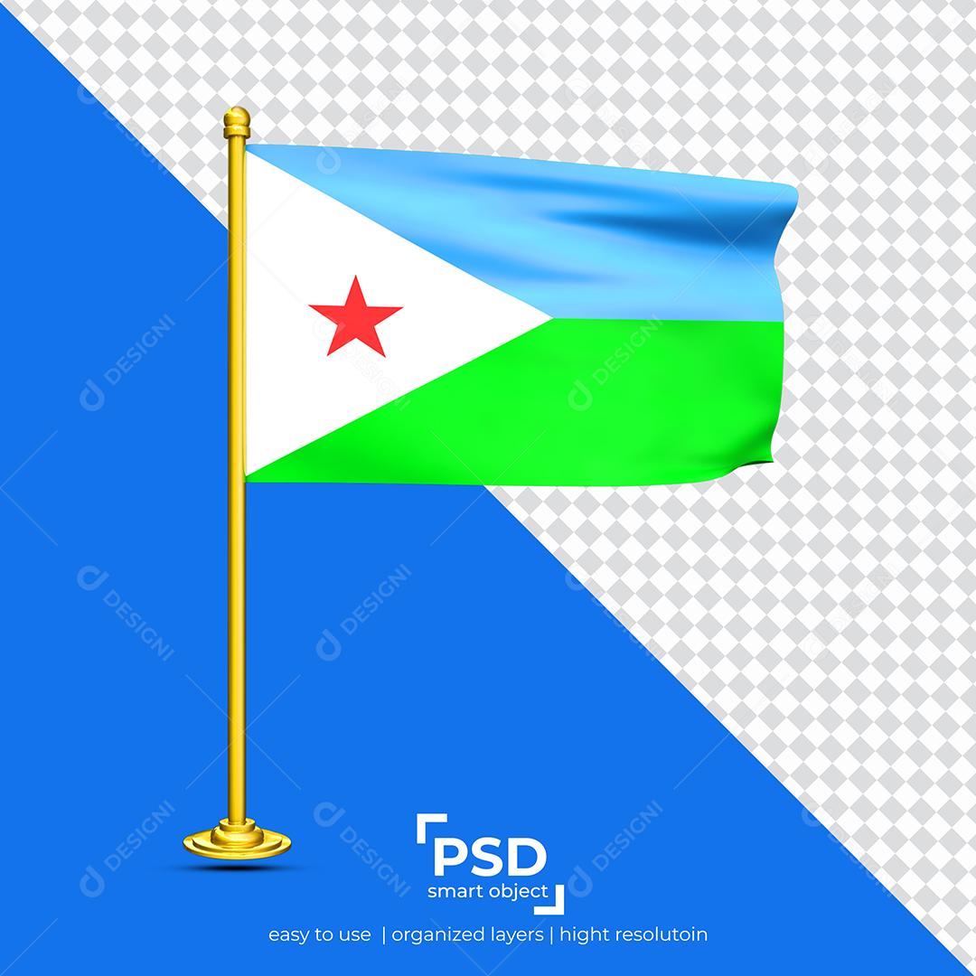Bandeira do Djibouti Elemento 3D Para Composição PSD