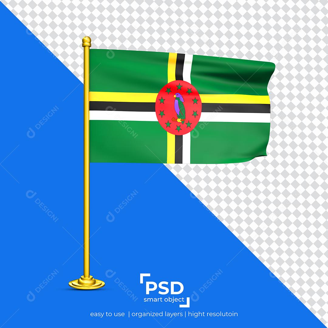 Bandeira Dominica Elemento 3D Para Composição PSD