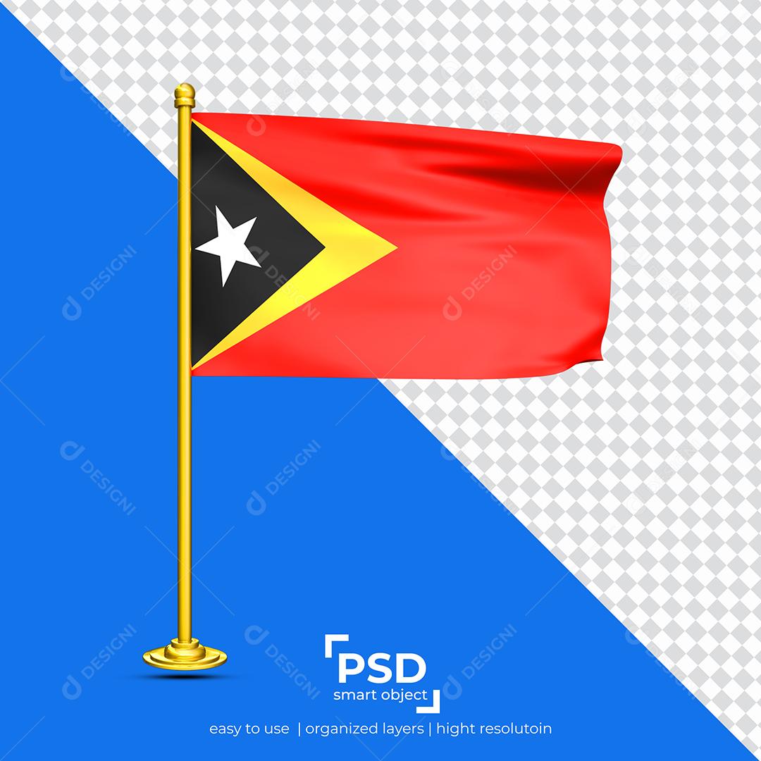 Bandeira do Timor Leste Elemento 3D Para Composição PSD