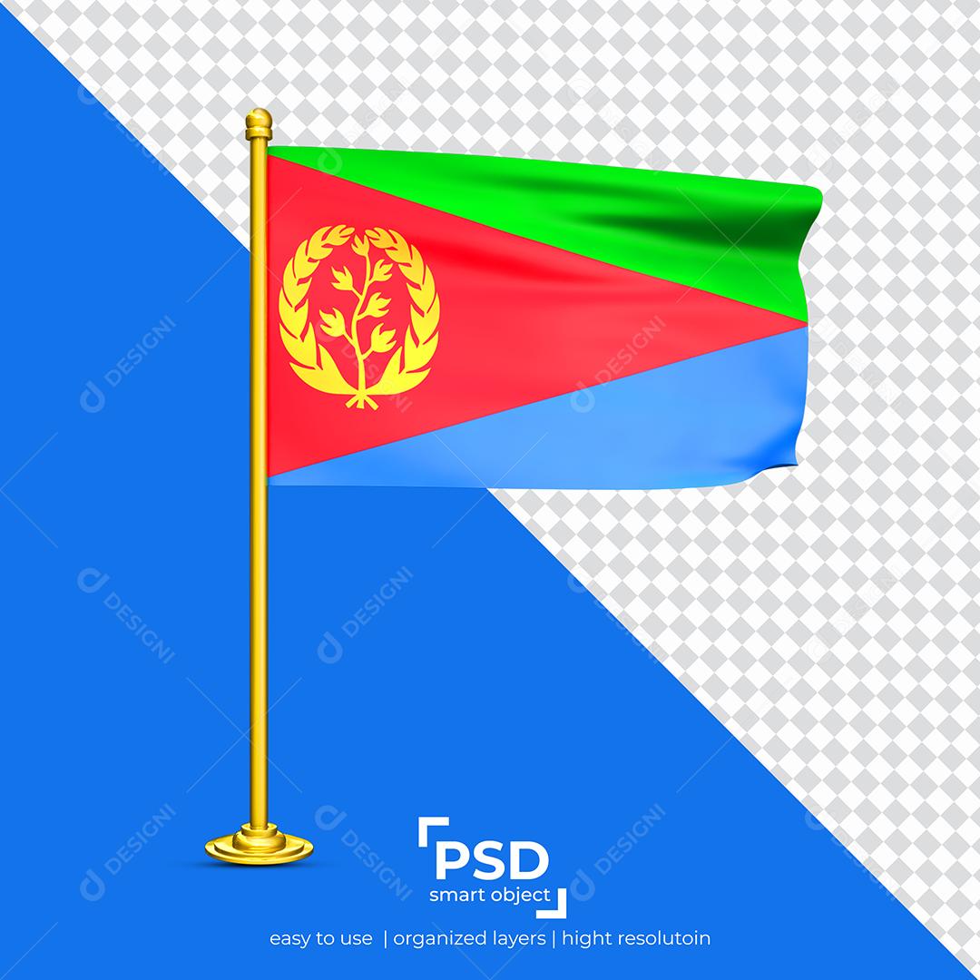 Bandeira da Eritreia Elemento 3D Para Composição PSD