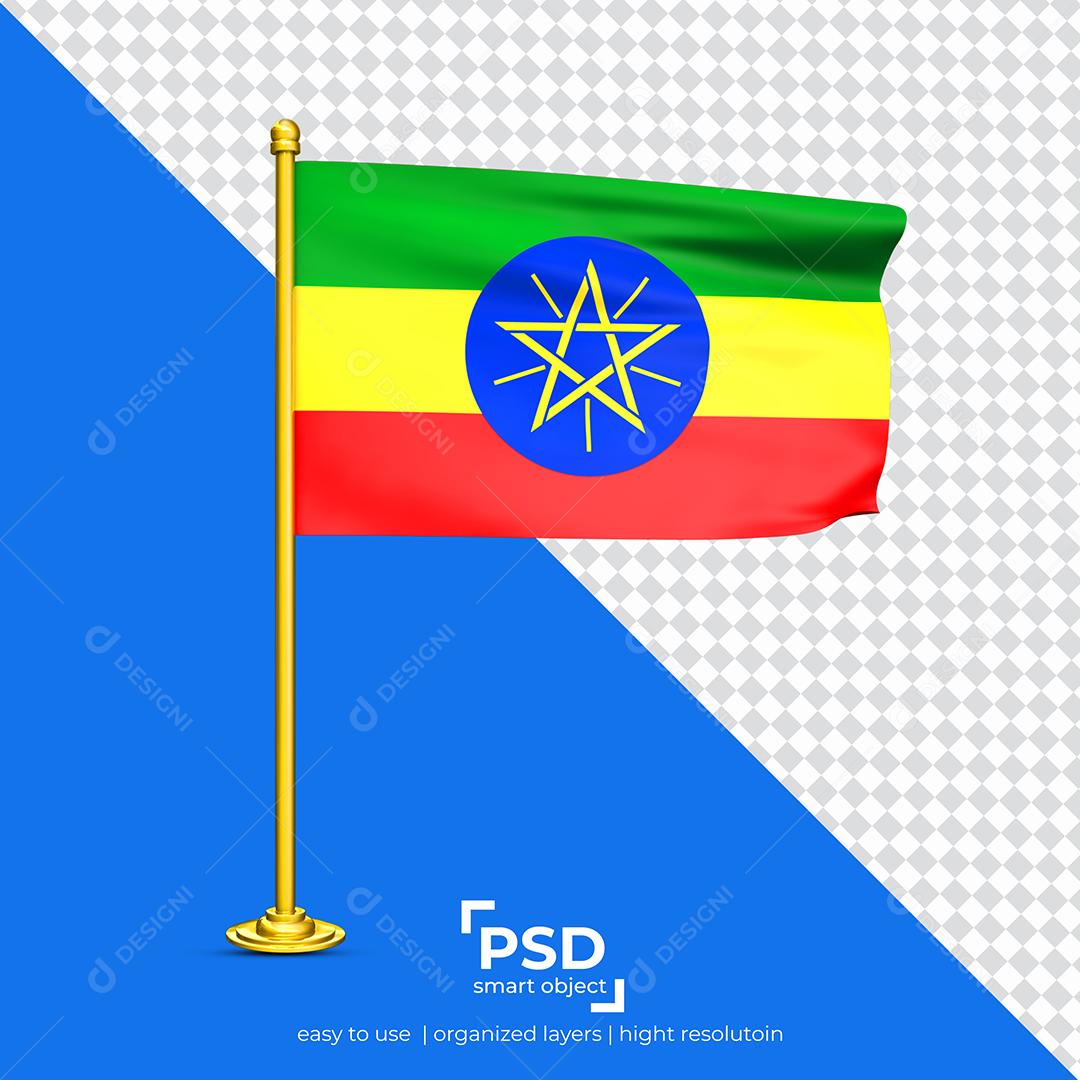 Bandeira da Etiópia Elemento 3D Para Composição PSD