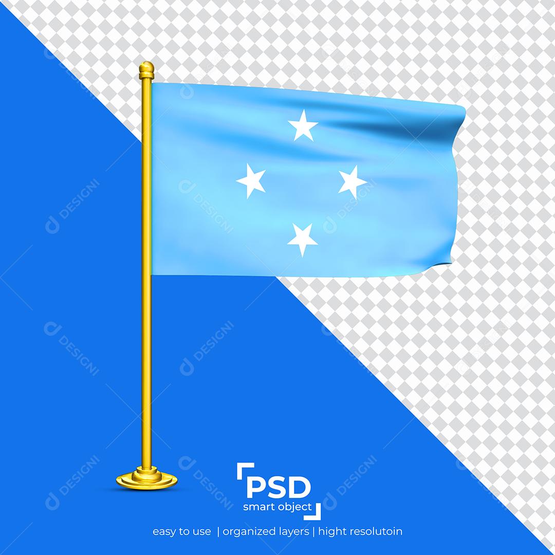 Bandeira dos Estados Federados da Micronésia Elemento 3D Para Composição PSD