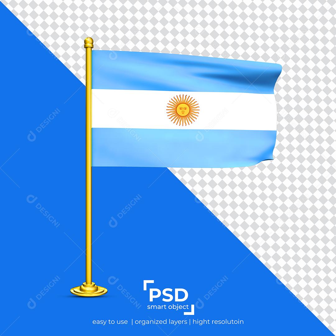 Bandeira da Argentina Elemento 3D Para Composição PSD