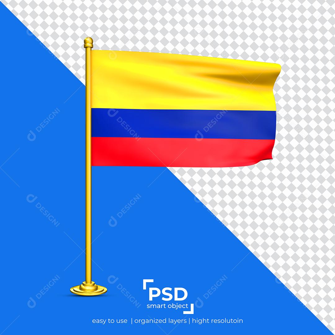 Bandeira da Colômbia Elemento 3D Para Composição PSD