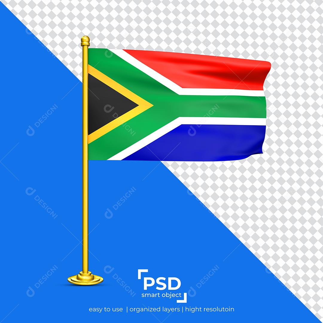 Bandeira da África do Sul Elemento 3D Para Composição PSD