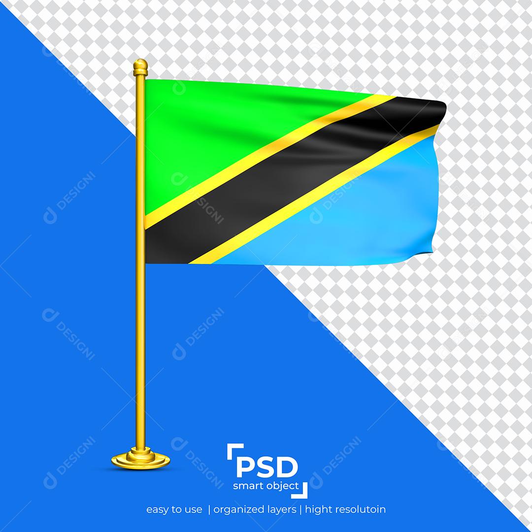 Bandeira da Tanzânia Elemento 3D Para Composição PSD