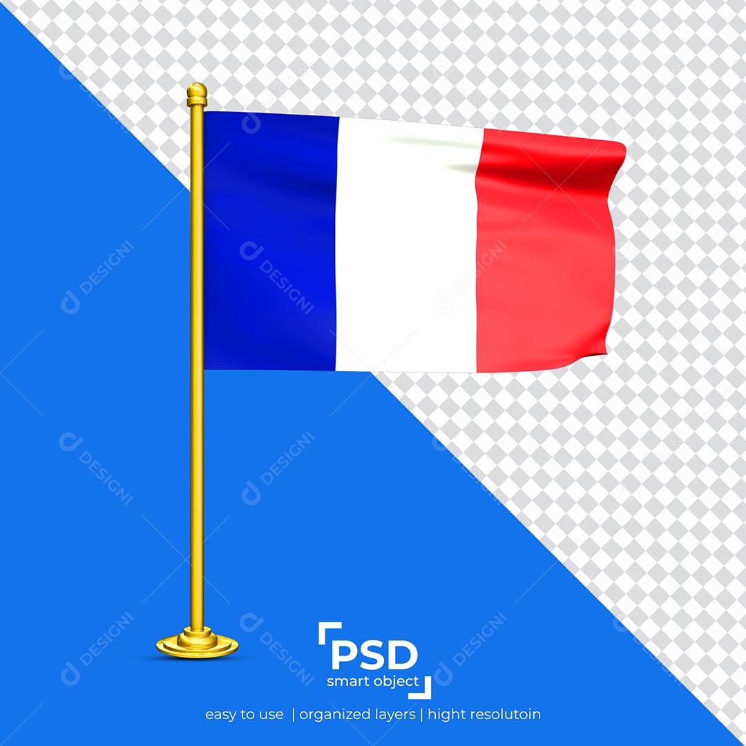 Bandeira da França Elemento 3D Para Composição PSD