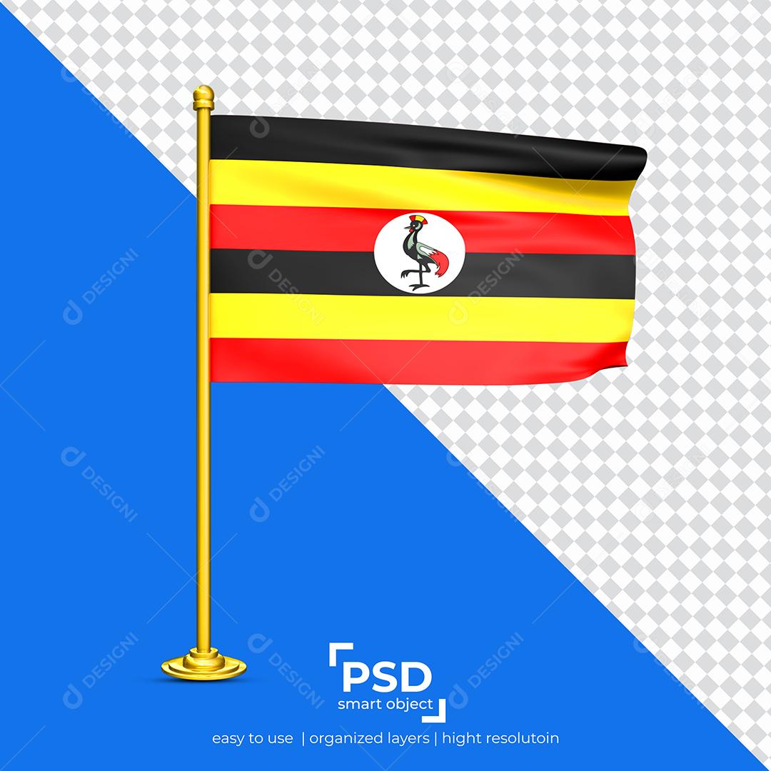 Bandeira da Uganda Elemento 3D Para Composição PSD