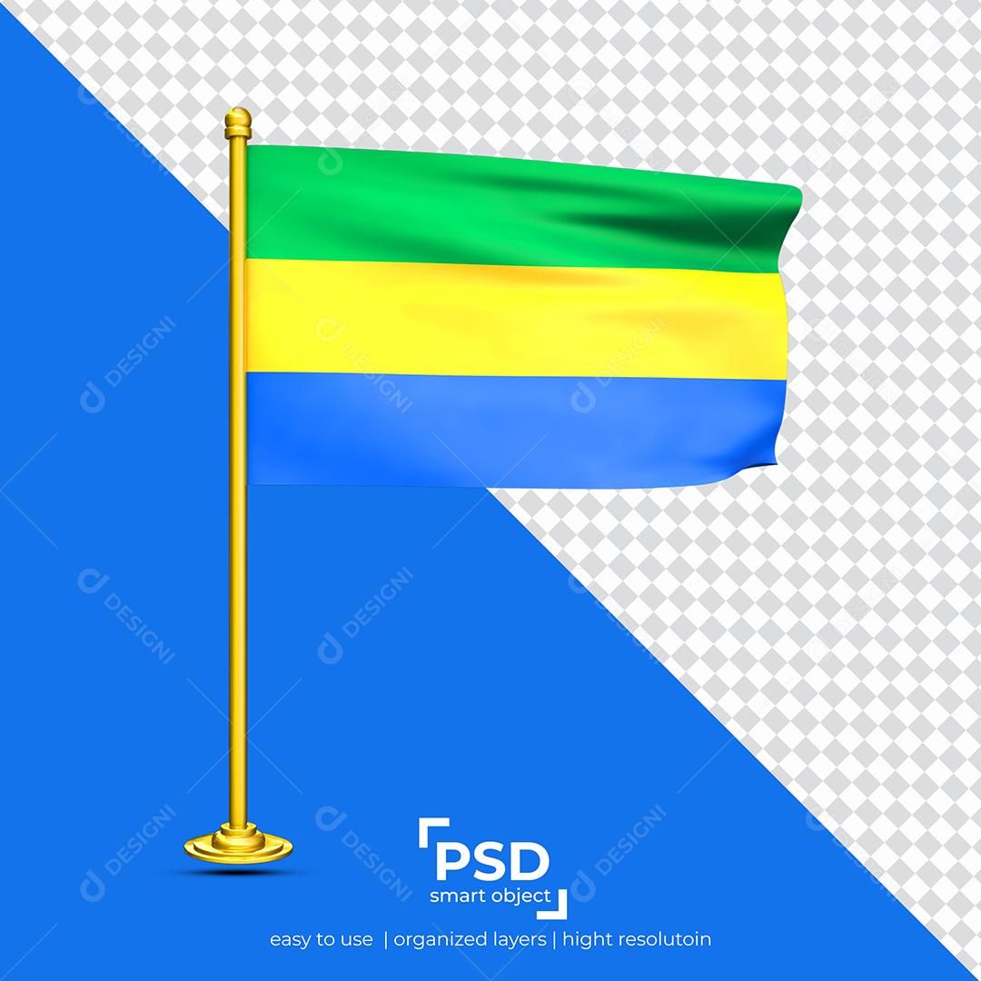 Bandeira do Gabão Elemento 3D Para Composição PSD