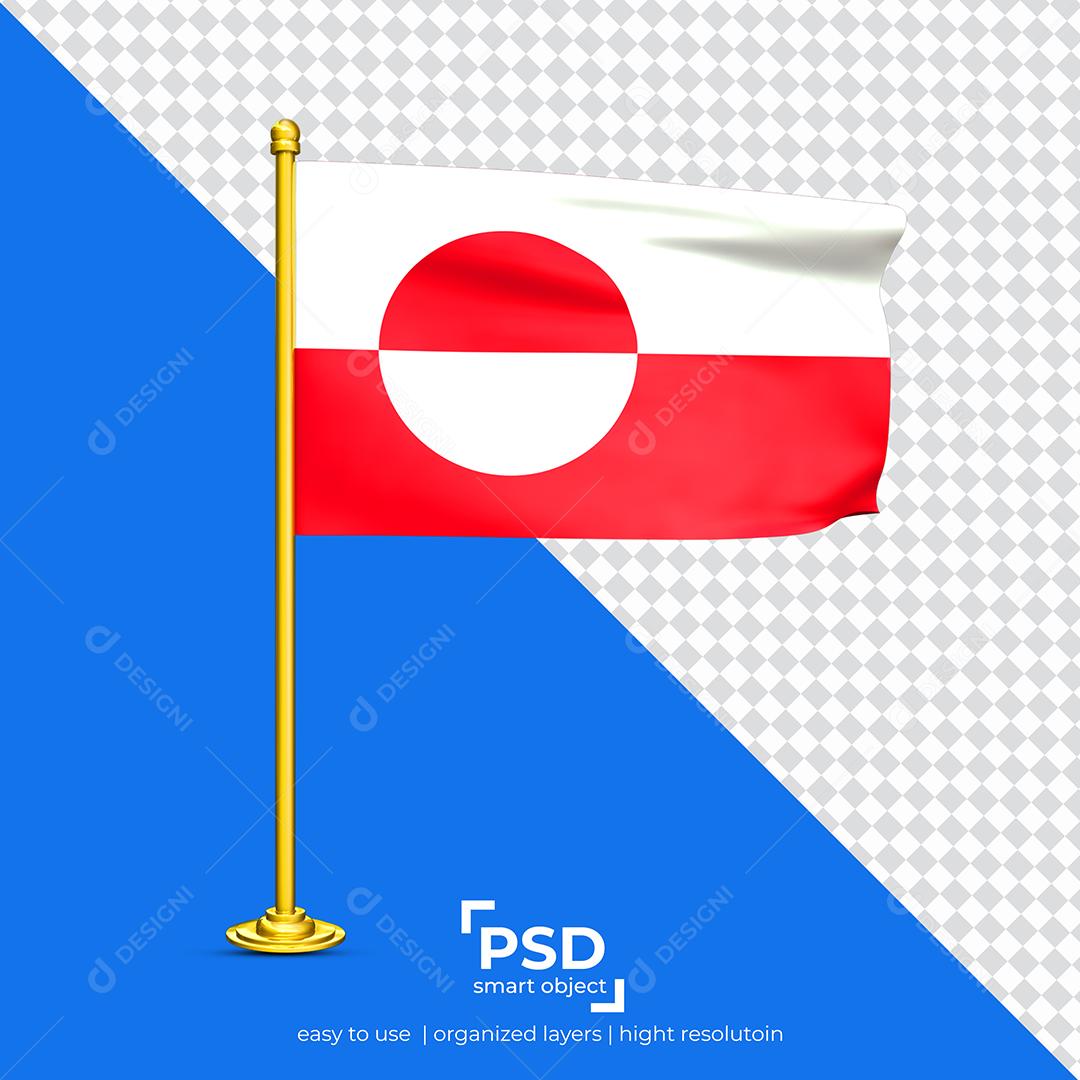 Bandeira da Groenlândia Elemento 3D Para Composição PSD