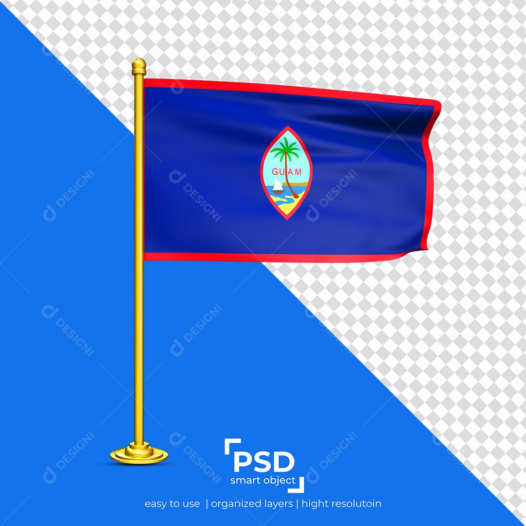 Bandeira de Guam Elemento 3D Para Composição PSD