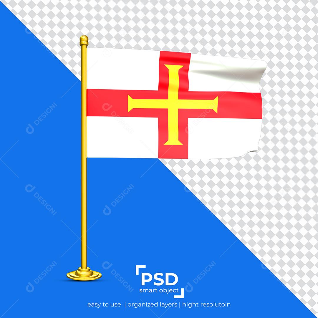 Bandeira de Guernsey Elemento 3D Para Composição PSD
