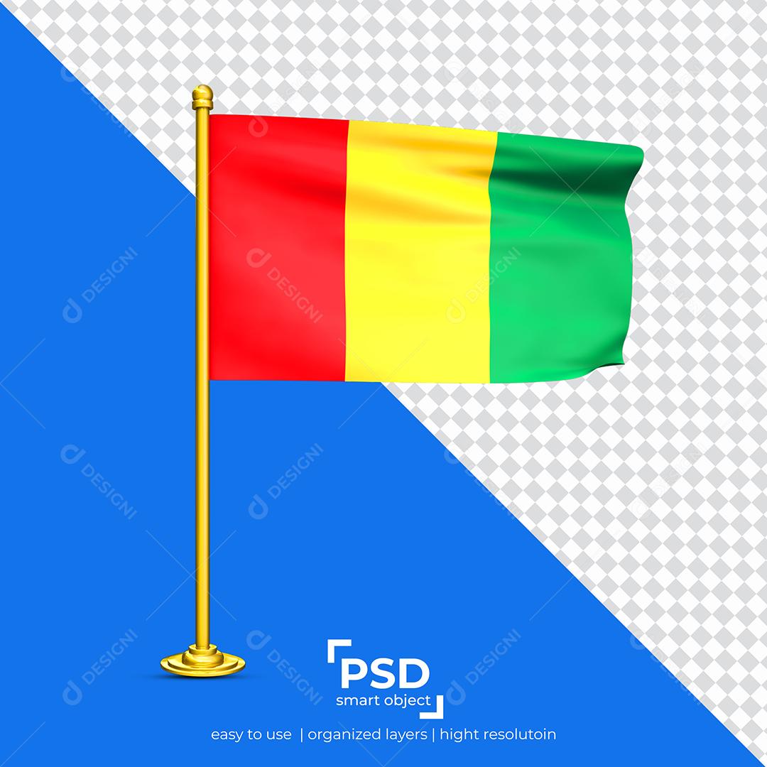 Bandeira de Guiné Elemento 3D Para Composição PSD