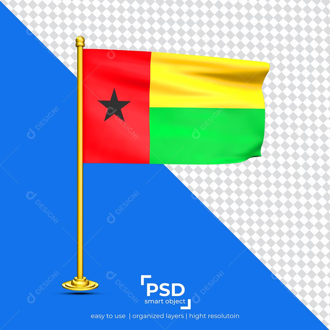 Bandeira do Guiné Bissau Elemento 3D Para Composição PSD