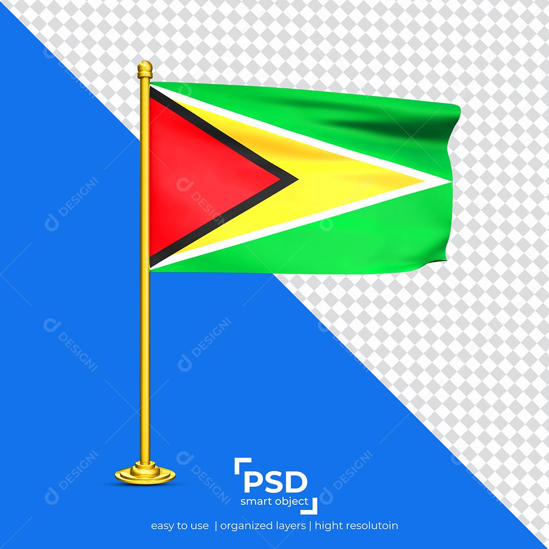 Bandeira de Guiana Elemento 3D Para Composição PSD