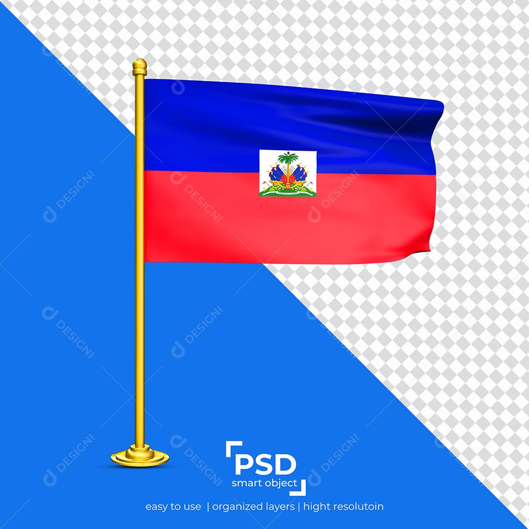 Bandeira do Haiti Elemento 3D Para Composição PSD