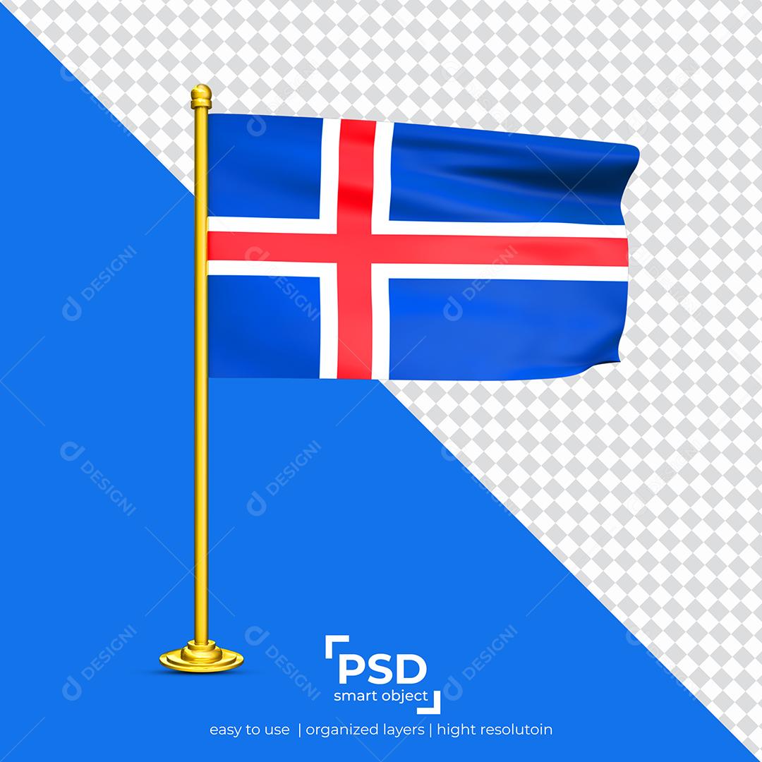 Bandeira da Islândia Elemento 3D Para Composição PSD