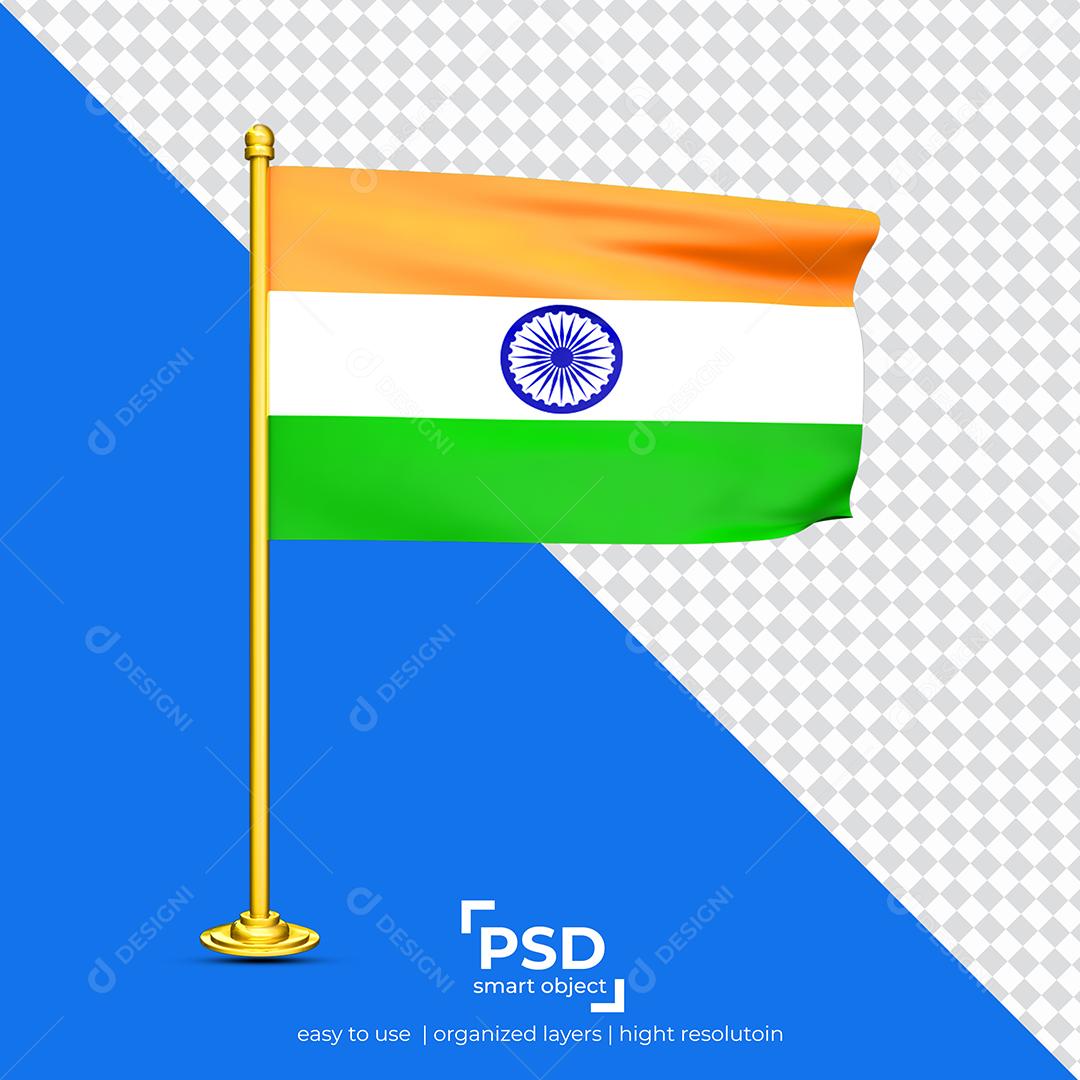 Bandeira da Índia Elemento 3D Para Composição PSD