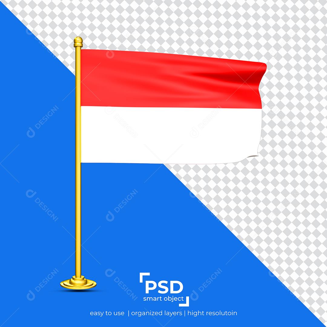 Bandeira da Indonésia Elemento 3D Para Composição PSD