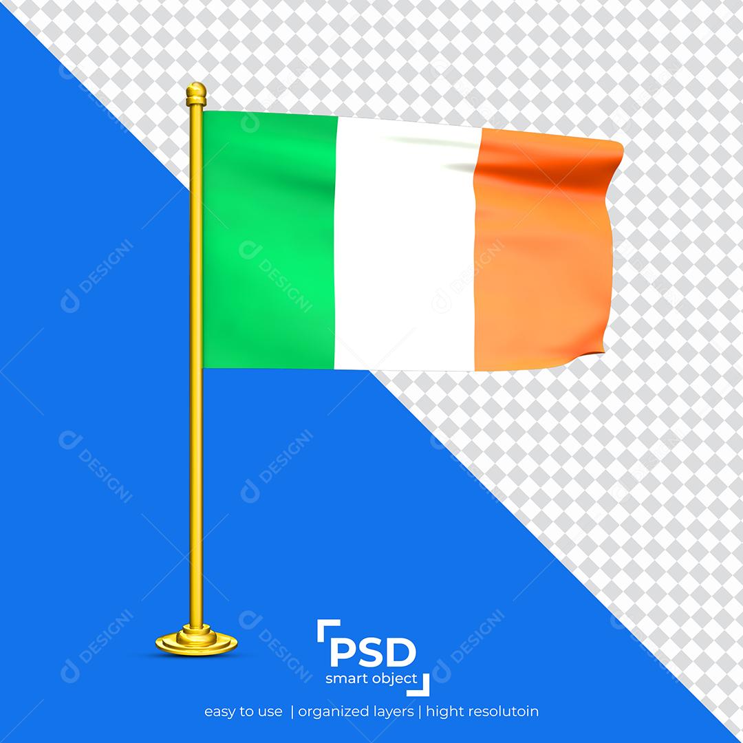 Bandeira da Irlanda Elemento 3D Para Composição PSD