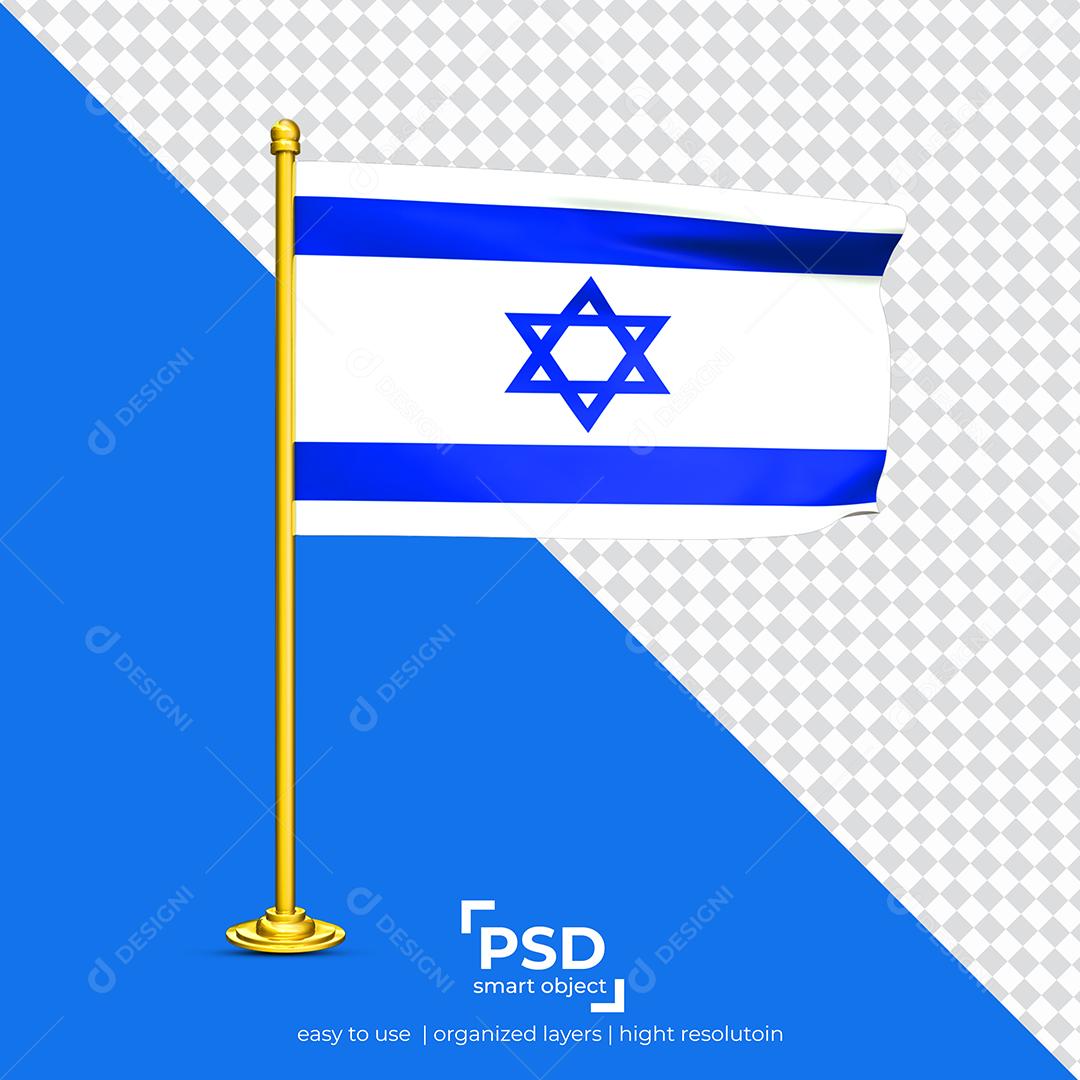 Bandeira de Israel Elemento 3D Para Composição PSD