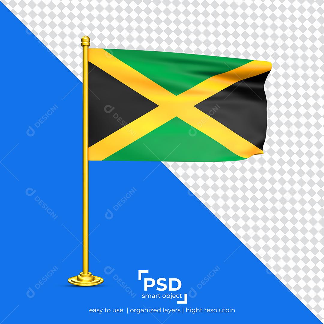 Bandeira da Jamaica Elemento 3D Para Composição PSD