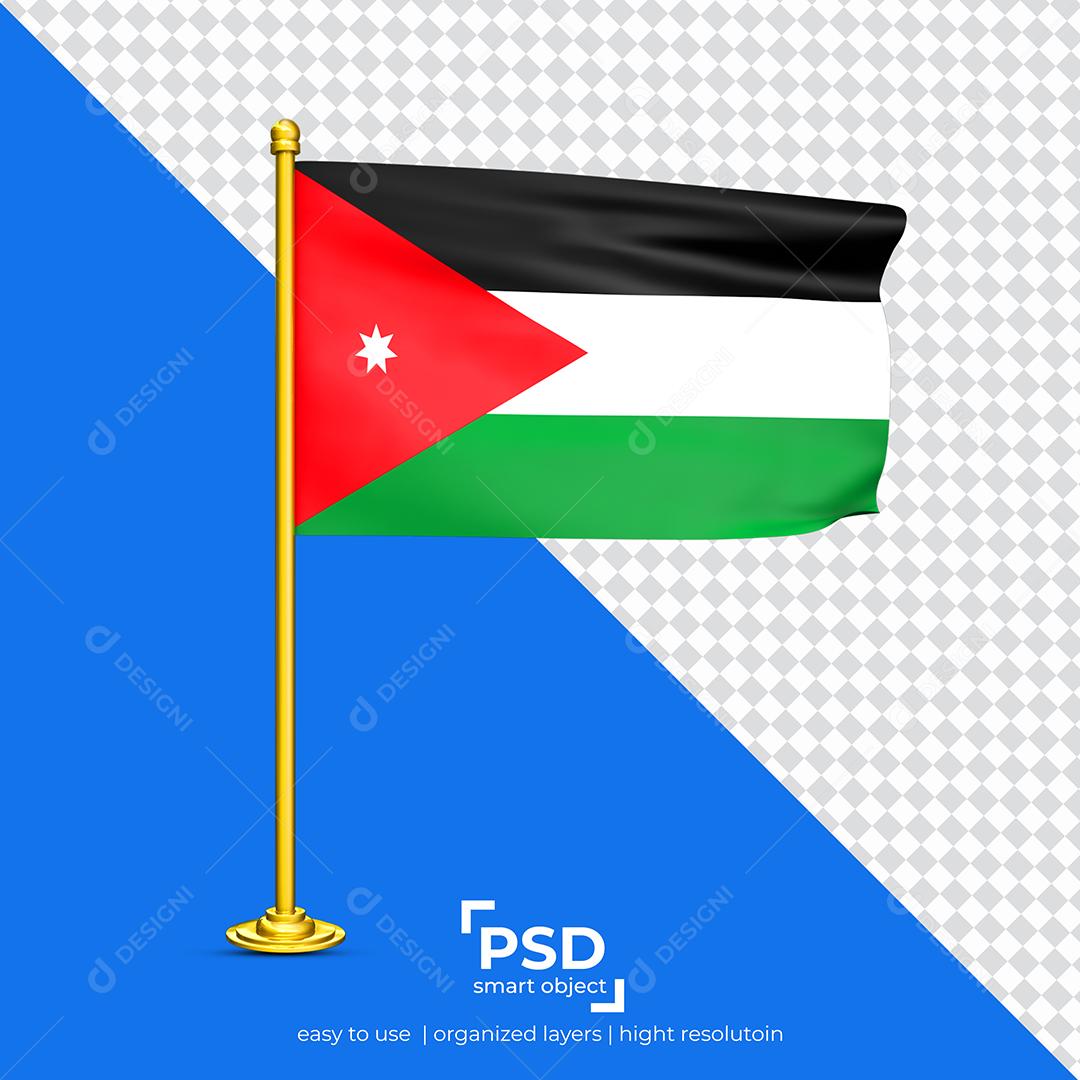 Bandeira da Jordânia Elemento 3D Para Composição PSD