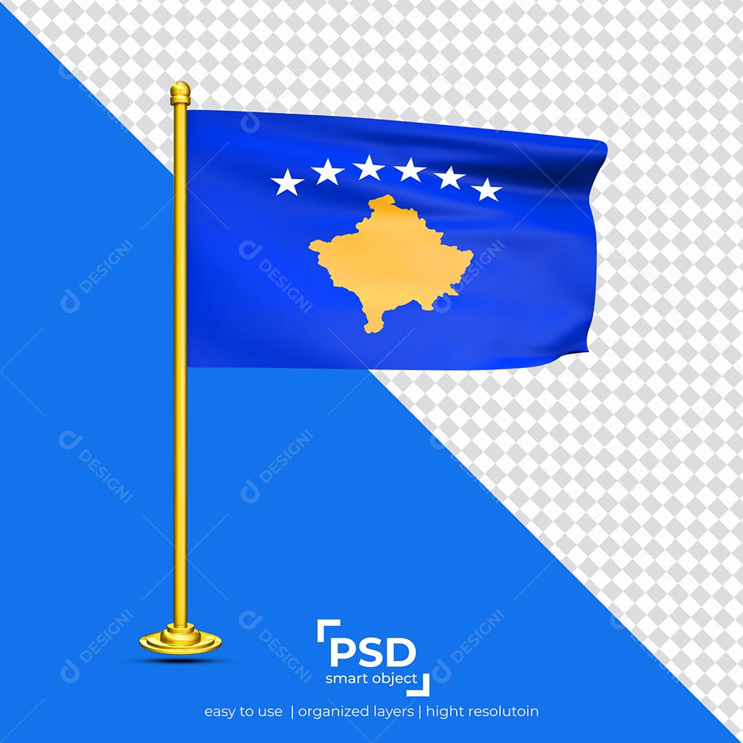 Bandeira de Kosovo Elemento 3D Para Composição PSD