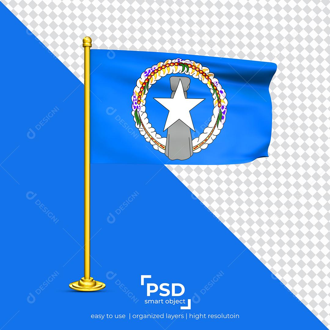 Bandeira Ilhas Marianas do Norte Elemento 3D Para Composição PSD